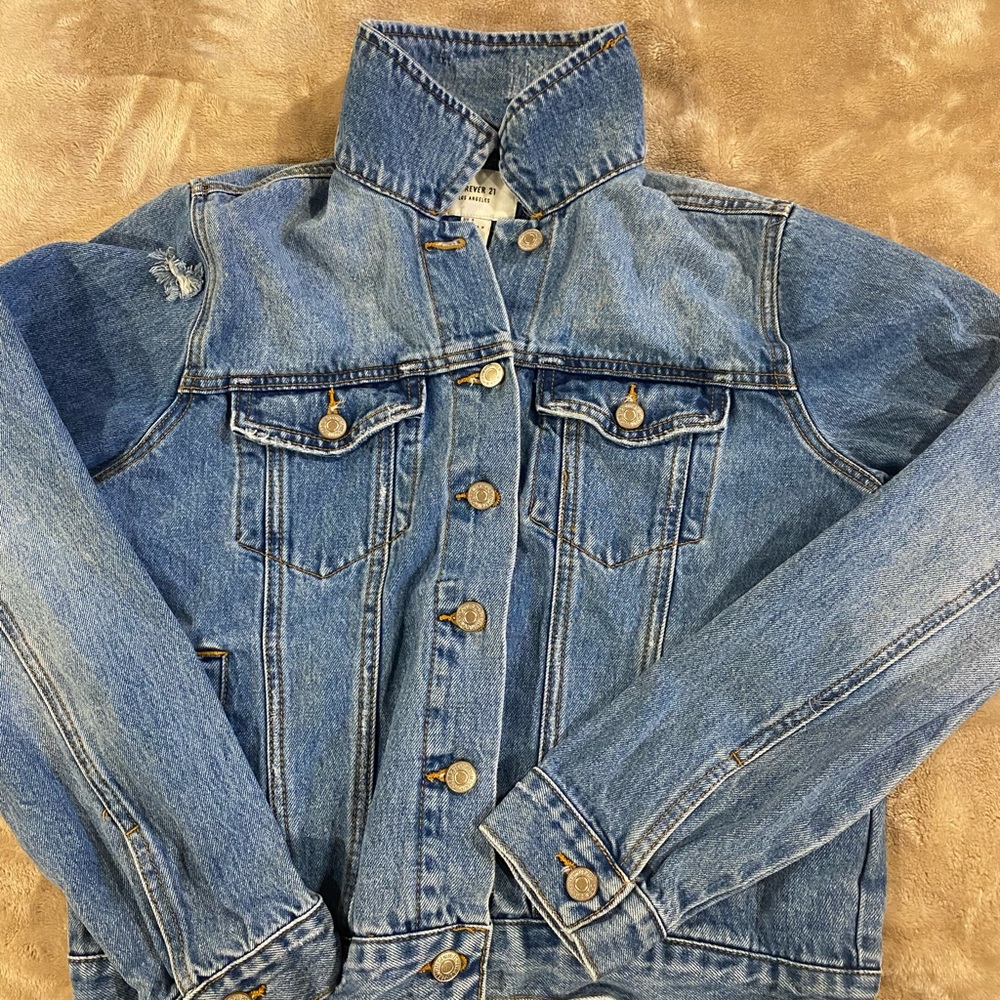 Forever 21 Distressed Jean Jacket size S